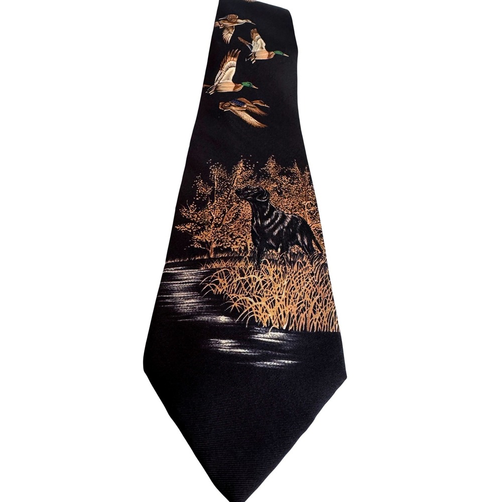 Vintage Ducks Unlimited Silk Tie Hunting Dog Mallard Ducks Made USA